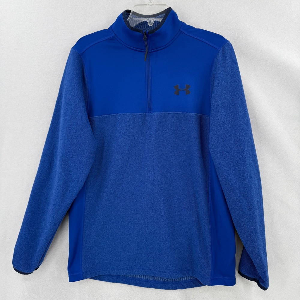 Under Armour ColdGear Infrared Shirt Men Size M Blue 1/4 Zip Fleece 1299390